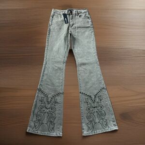 Western Flare Boho Free Hippie Lainey Langley People Style Jeans Embroider 27/33